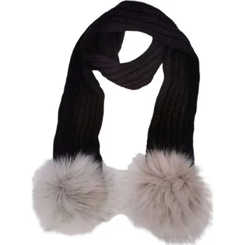 Šála Zimní pletená šála s odepínacími bambulkami Barevná varianta: Šedé bambulky, Barva: Černá