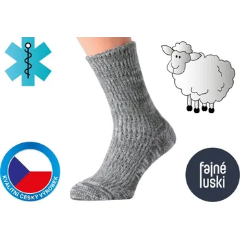 Pánské ponožky Bapon-Štepon, s.r.o Vlněné zdravotní teplé ponožky bez gumiček 36-37 tmavý melír