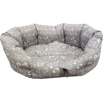 Pelíšek pro psa Psí pelíšek šedý pratelný s vysokým okrajem oválný 50x40 cm