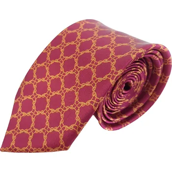 HEDVA ČESKÝ BROKÁT Kravata PESh 7 cm tisk řetízek růžová