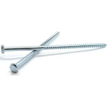 Vrut Podstavcový vrut do dřeva 8x200 zinek bílý, šestihranná hlava, DIN 571