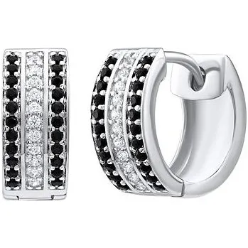 Náušnice Stříbrné náušnice kruhy s černými zirkony FW9293E