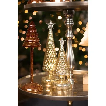 Vánoční stromek Mars & More Zlatý svítící skleněný vánoční stromek Led S - Ø 8*23 cm Zlatá 23 cm