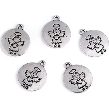 Přívěsek Přívěsek anděl Ø16mm, barva platina