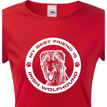 Dámské tričko Dámské tričko Irský vlkodav kulatý motiv, Barva Červená, Velikost 3XL, Canvas Dámské tričko s krátkým rukávem 1647