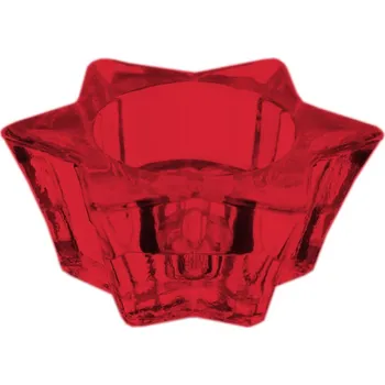 Svícen Svícen hvězda sklo pr.7,8cm červená (554021)