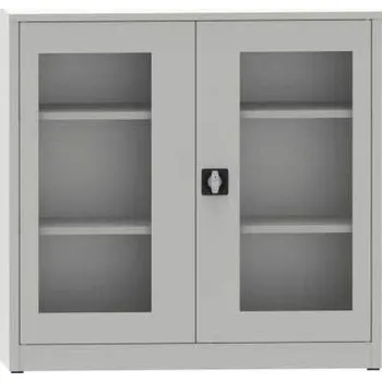 Univerzální ocelová skříň s prosklenými dveřmi, v x š x h: 1150x1200x400 mm, 2 police, barva šedá RAL7035