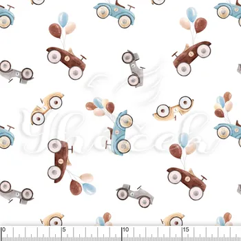 Zakázkový tisk, softshell, kočárkovina... Autíčka a balónky Látky k tisku: Microfirba