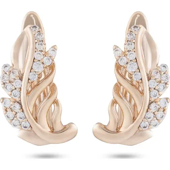 Náušnice biju Pozlacené náušnice 18K, peříčko ozdobené zirkony 1002548