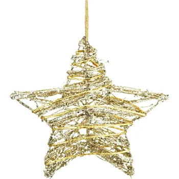 Vánoční dekorace Hvězda trojrozměrná ratanová 20 cm