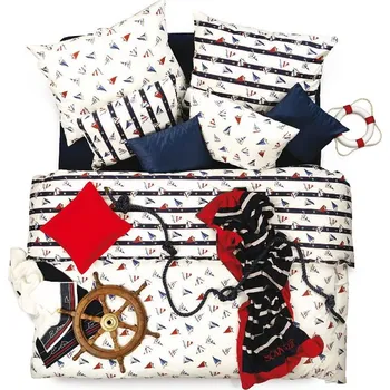 Povlečení SCANquilt povlečení KLASIK DESIGN regata smetanovomodročervená 140 x 200/70 x 90 cm