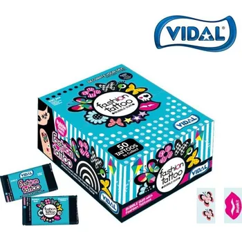 Bonbon Žvýkačka VIDAL - FASHION 3.5 g se samolepkami na nehty (cena za balení) (žvýkačky FASHION with NAIL STICKERS / se samolepkou / bubble gum )