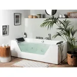 Vířivá vana bílá akrylátová 160 x 76 cm LED osvětlení hydromasážní obdélníkové moderní opěrky hlavy Beliani