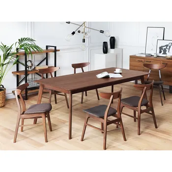 Jídelní stůl tmavý ořech 200 x 100 cm dřevěné nohy obdélníkový tvar minimalistická skandinávská kuchyně Beliani