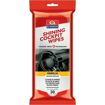 Čistič plastových dílů FALCON | DR.MARCUS Shining Cockpit Wipes 30ks VANILLA - čistící ubrousky na plasty, DM234