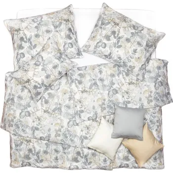 Bytový textil SCANquilt povlečení SATÉN PLUS botanika bílošedá 140 x 200/70 x 90 cm