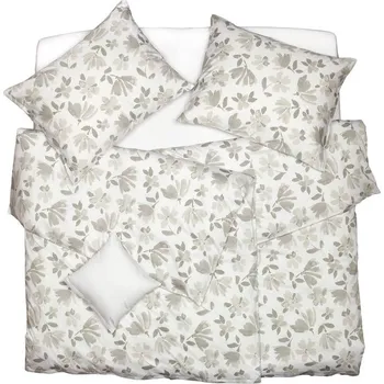 Povlečení SCANquilt povlečení SATÉN PLUS květy bílošedá 140 x 200/70 x 90 cm