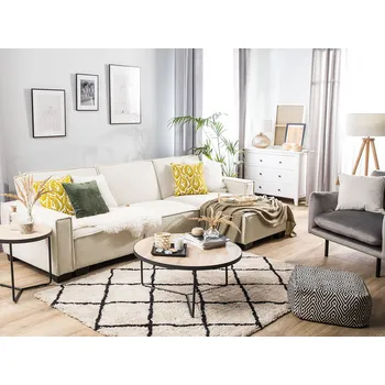 Postel Rohová rozkládací postel Šedá látka čalouněná 3místná levá postel ve tvaru L Beliani