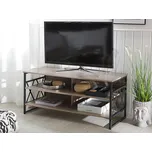 TV nábytek dřevěný vzhled dřevotříska práškovaný kov 56 x 120 x 51 cm moderní elegantní praktický multifunkční otevřený oddíl obývací pokoj Beliani