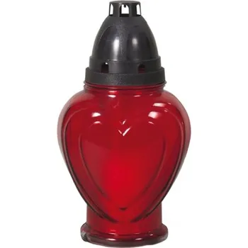 Lampa hřbitovní SRDCE skleněná 150g d12x22cm