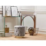 Puf šedý sametové čalounění zlatá základna 40 x 41 cm všívané knoflíky podnožka glamour styl Beliani