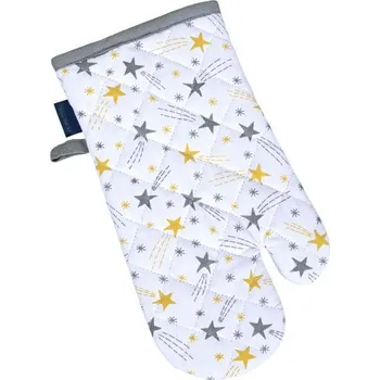 Chňapka SCANquilt chňapka RUKAVICE DEKORO kometky žlutošedá 14 x 31 cm