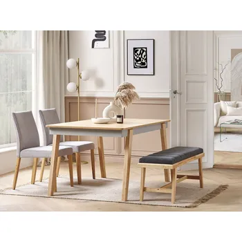 Jídelní stůl Jídelní stůl světlý dub kaučukové dřevo 180 x 90 cm obdélníkový pro 4 osoby skandinávská tradiční jídelna Beliani