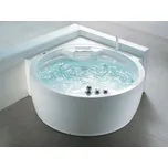 Rohová vířivá vana akrylové bílé masážní trysky ⌀ 150 cm s LED Beliani