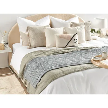 Přehoz na lůžko Deka šedá bavlna 110 x 180 cm přehoz na postel boho styl doplněk obývací pokoj ložnice Beliani