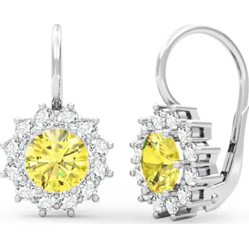 Náušnice Couple, Elegantní náušnice Dion, bílé zlato se žlutými zirkony, 585-66-3-0230.1B00.0.00.107.08