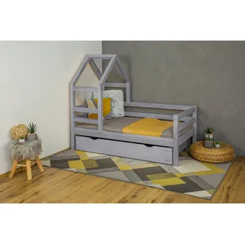 Dětská postel MAXIDO Dětská domečková postel Dora - jeden šuplík 160x80 šedá (Český výrobek)