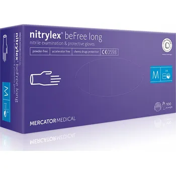 Vyšetřovací rukavice Med Comfort Nitrylex beFree long nitrilové rukavice nepudrované mix barev,100 ks Velikost: L