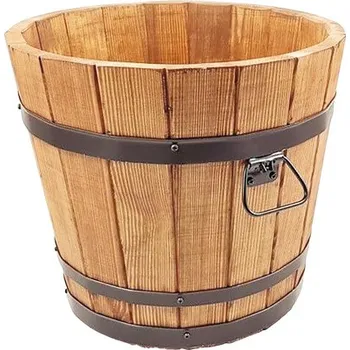 Květináč Květináč dřevěný výsoký VĚDRO s madly Ø 42 x 38 cm 34 l