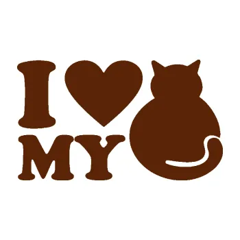 Samolepící dekorace SAMOLEPKA Kočka 033 I love my cat (15 - hnědá) NA AUTO, NÁLEPKA, FÓLIE, POLEP, TUNING, VLASTNÍ TEXT, TISK, AUTOSAMOLEPKY.cz, POLEPY, OBRÁZEK, LOGO, SAMOLEPKY