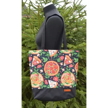 Šatoli.cz Nákupní taška přes rameno černá Pizza