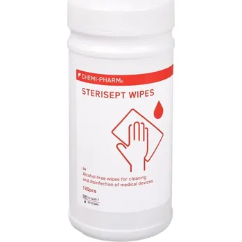 Zdravotnický materiál Chemi-Pharm STERISEPT WIPES dezinfekční bezalkoholové ubrousky Rozměry: 200 ks, 20 x 20 cm