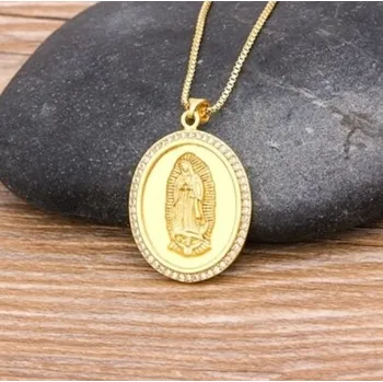 Šperk Řetízek na krk s pannou Marií - barva zlatá