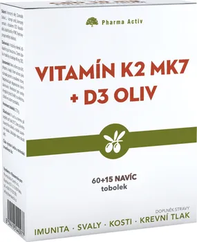 Pharma Activ Vitamín K2 MK7 + D3 oliv 75 tob.