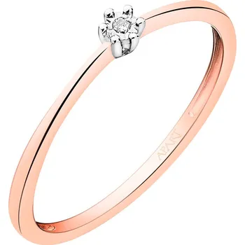 Prsten Prsten ze růžového a bílého zlata s briliantem - 0,01 ct - ryzost 585 - 103.560