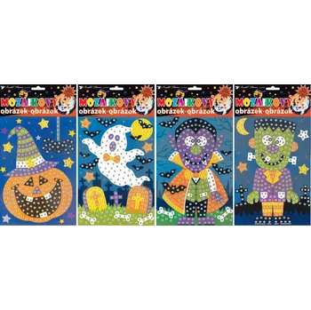 Dekorace do dětského pokoje Anděl Mozaikový hrací set Halloween 1691 , 23x16 cm Mozaikový hrací set: 1. DÝNĚ