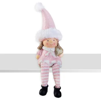 Vánoční dekorace Děvče nohaté keramika 15cm růžová (548259)