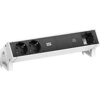 BACHMANN Systém DESK 2, 2x zásuvka DE, zdroj 60W (USB C), 1x volné, bílý + černé moduly (902.937) - 19.07.2378
