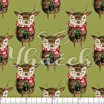 Zakázkový tisk, softshell, kočárkovina... Jelínek s vánočním stromečkem na olivové Látky k tisku: Kočárkovina