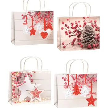 Dárková taška Vánoční dárková taška 12041 L s glitry 36x22cm (Vánoční dárková taška s nádherným potiskem s glitry, velikost L, 36 x 22 x 12 cm. Čtyři varianty motivů. )