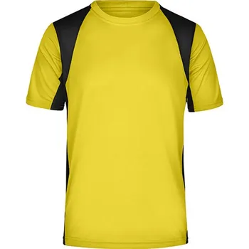 Pánské tričko James&Nicholson Pánské funkční triko JN306 Yellow-Black M