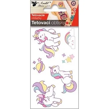 Odstranitelné tetování Tetovací obtisky 10,5 x 6 cm - tři jednorožci