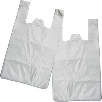 Sáček na potraviny Taška mikrotenová, nosnost 10 kg, 30+16x52 cm, bílá, 50 ks