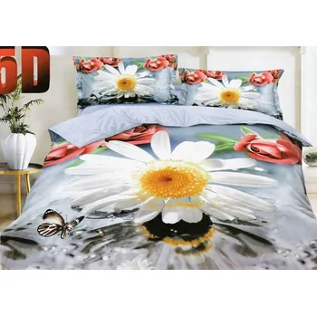 Povlečení Beilai 7- dílné 3D Povlečení Růže 01 Barva: Šedá, rozměr: 140x200 + 70x90 + 40x50