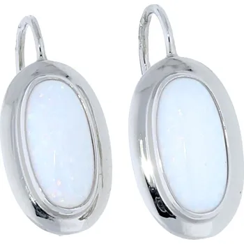 Náušnice Goldstore Oválné bílé zlato náušnice opál Váha: 2.67 g