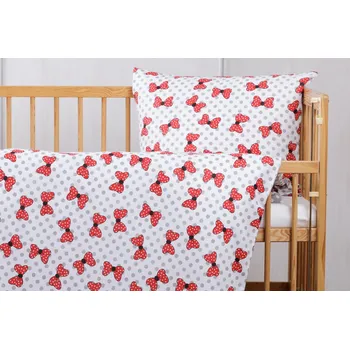 Povlečení JAN peří Luxusní dětské povlečení do postýlky - renforcé - mašle Minnie na bílé - Dětské povlečení do postýlky 60x45/135x90 - mašle Minnie na bílé